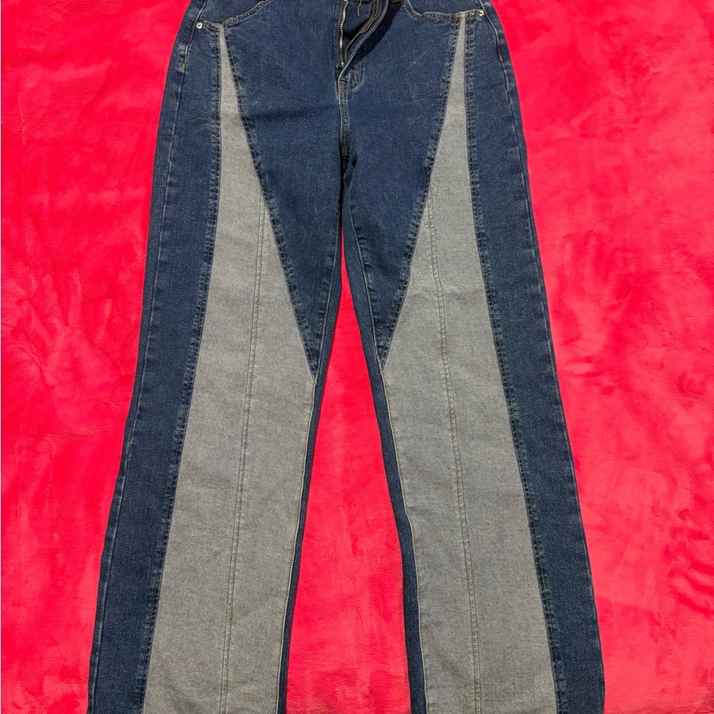 Cider Blue and Gray Flare Jeans